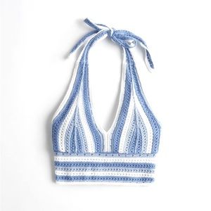 Blue Crochet Hollister Halter Top